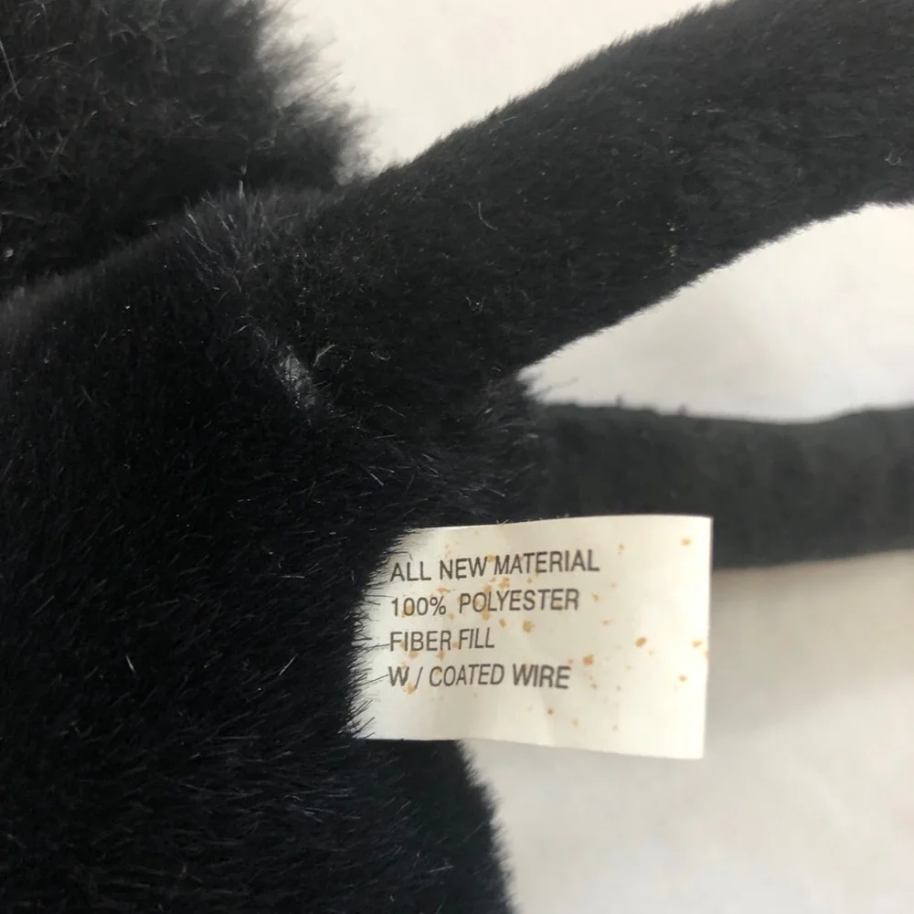 Black Cat Posable Weighted Feet Furry Tail Plush Decor Orange Nose